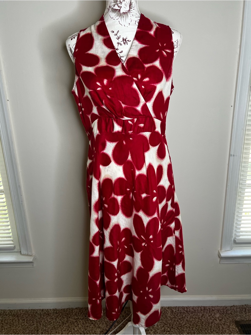Rafaella Red and White Floral Midi Dress